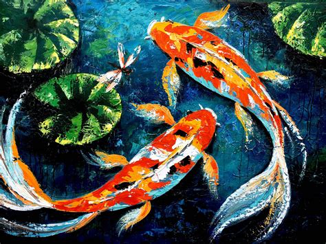 koi fish paintings on canvas|aesthetic koi fish wall painting.